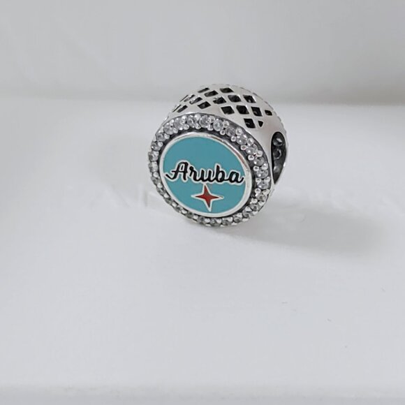Pandora Aruba Country Exclusive Double Sided Sunshine Button Charm Bead S925 ALE - Picture 4 of 7